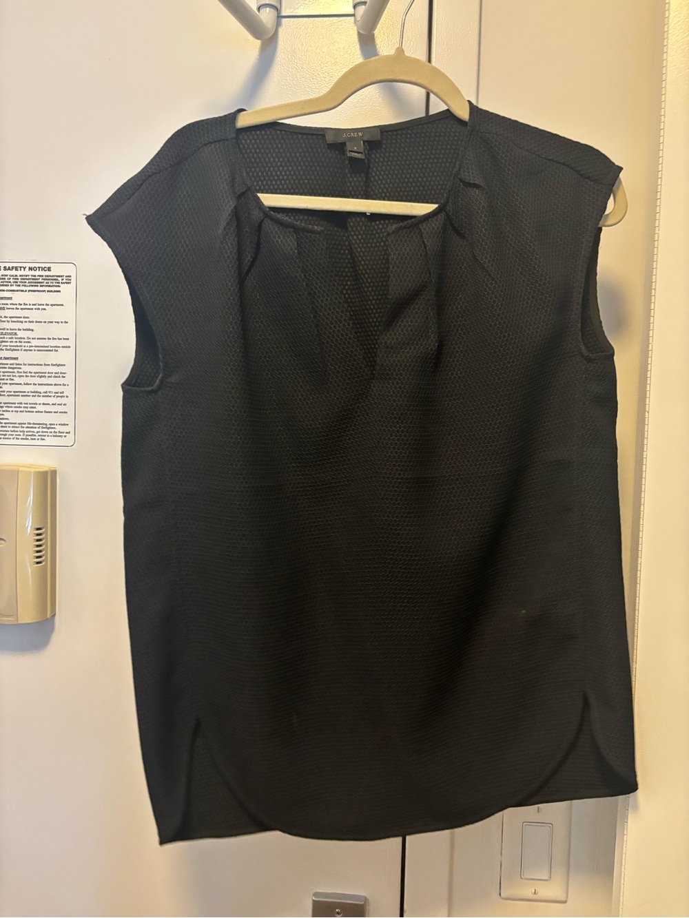 J. Crew Black Textured Sleeveless Shell Top
